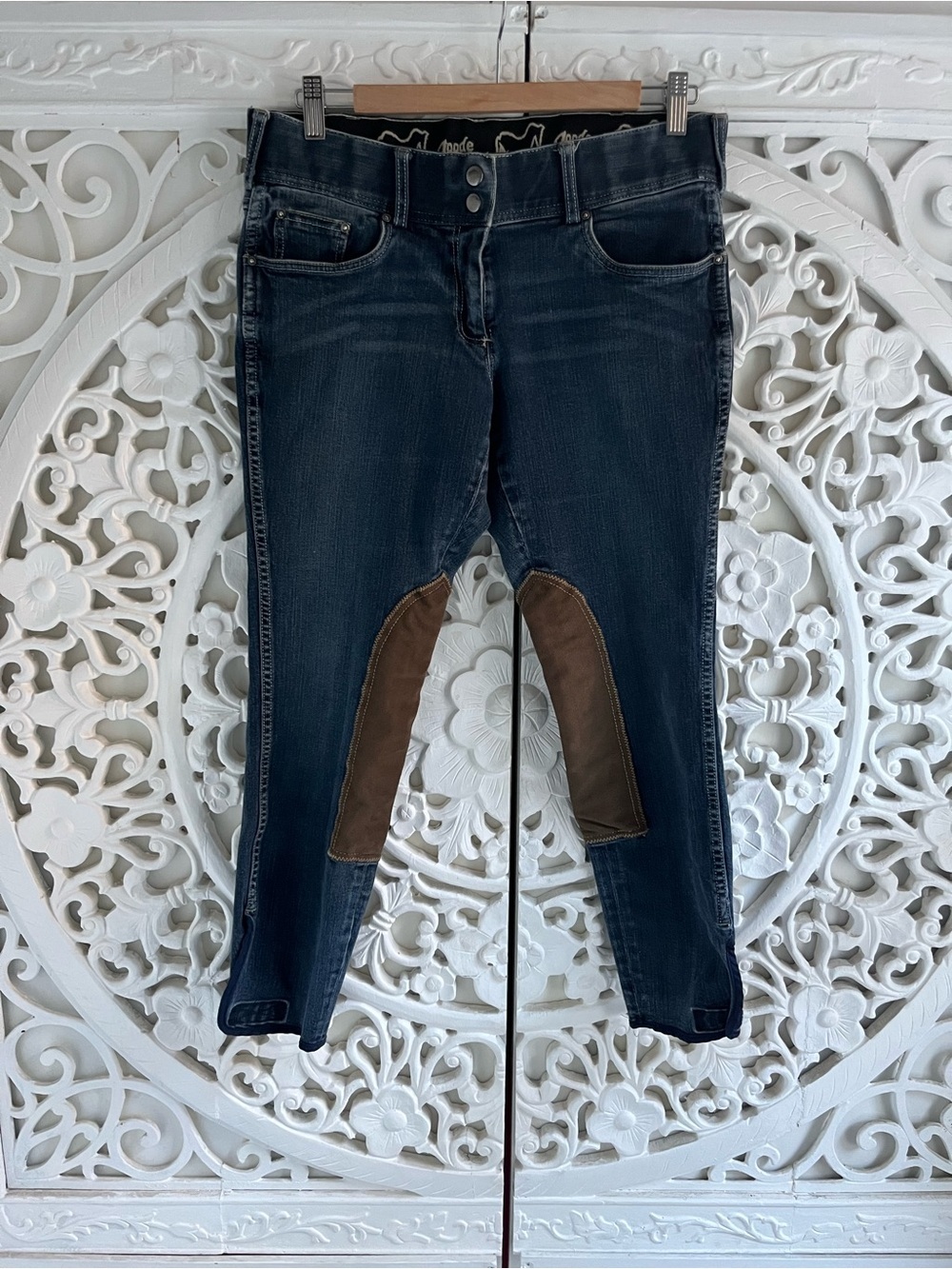 Goode Rider Riding Jeans 32R Full Seat Knee Patch Stretch Equestrian Denim
